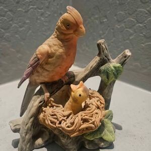 Ceramic Vintage Cardinal Bird with Baby Bird